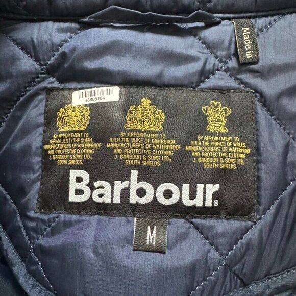 Barbour Mens Navy Blue Quilted Lightweight Rain Jacket Sz M - Picture 2 of 6
